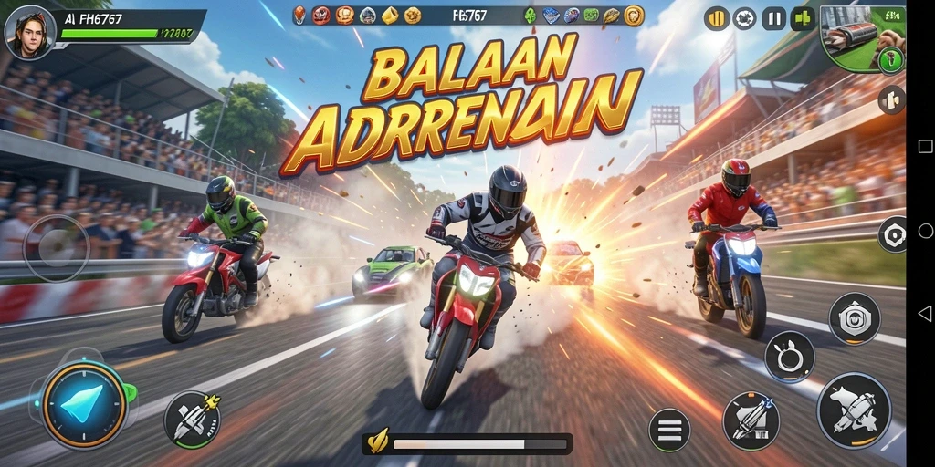Screenshot FH6767 menampilkan aksi balapan yang intens dan grafik memukau.