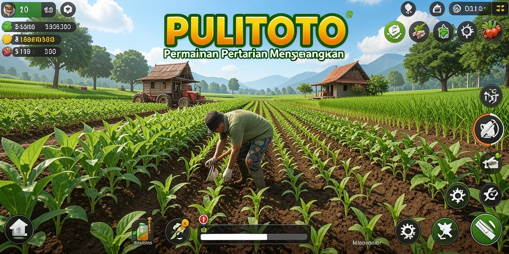 Tampilan gameplay PULITOTO yang penuh warna dan interaktif di ladang.