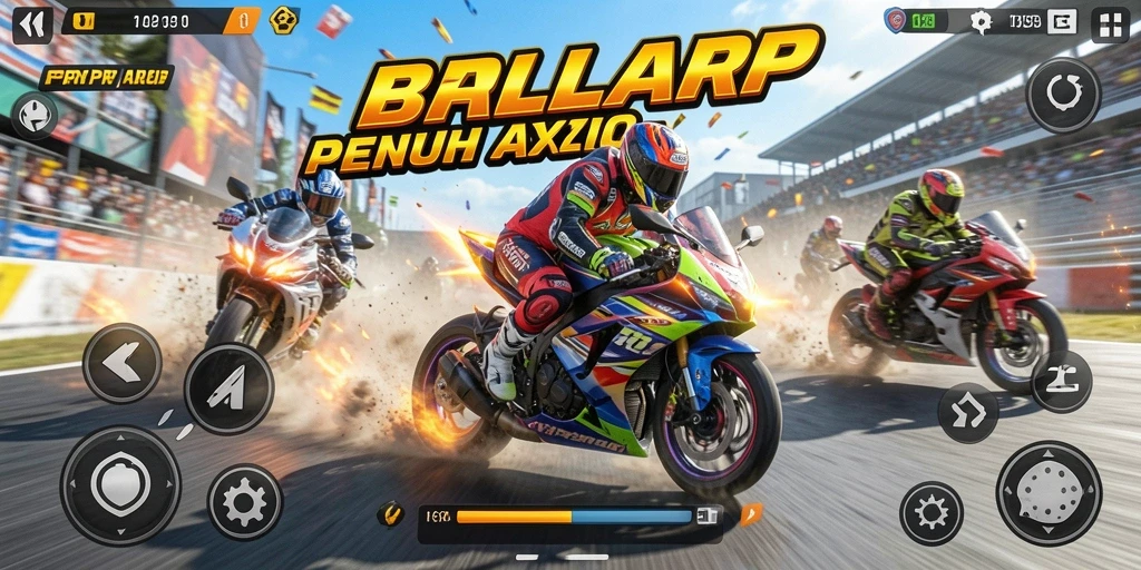 Tampilan gameplay menegangkan RPRPRP saat balapan motor.