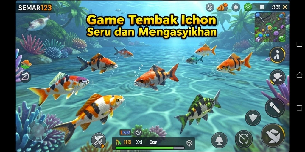 Tangkapan layar SEMAR123 menampilkan pengalaman seru menembak ikan.