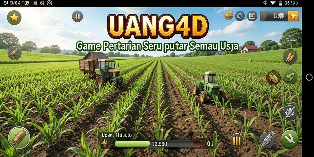 Tampilan screenshot gameplay UANG4D yang menunjukkan ladang yang subur.