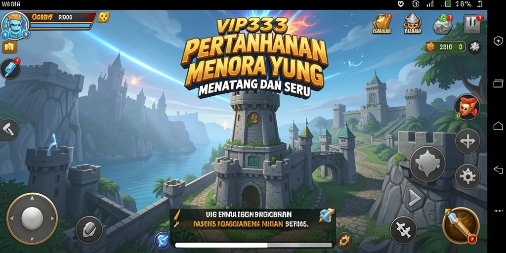 Tangkapan layar utama VIP333 menampilkan aksi menara pertahanan yang intens.